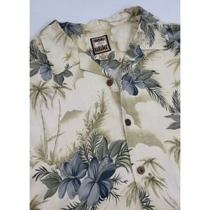 Tommy Bahama‎ Men's XL Silk Yellow Floral Short Sleeve Button Down Shirt